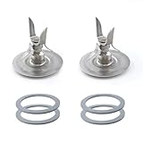 2 Pack for Oster Blender Replacement Parts Blender Ice Crusher Blade with 4 Rubber Sealing Gasket for Oster Osterizer 5-6 Cup Glass or Plastic Jars