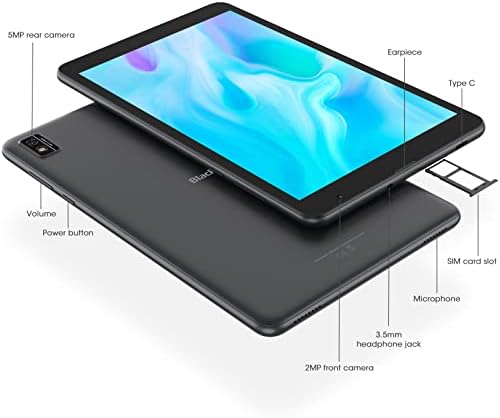 Blackview Tablet Tab6 8 Inch, Android 11 Phablet(2022), 4G LTE Dual SIM, WIFI Tablet PC, 5580mAh Battery, 3+32GB/256GB, Face ID Unlocked, Bluetooth5.0, Type-C, GPS, OTG, NOTE, 2 Years Warranty - Grey