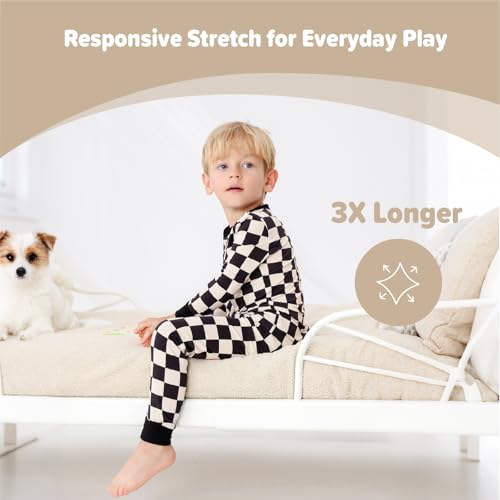 Image of Kids 2-Piece Soft Bamboo Viscose Clothing Set, Long Sleeve Top & Pants, Everyday Outfit for Toddler Boys & Girls