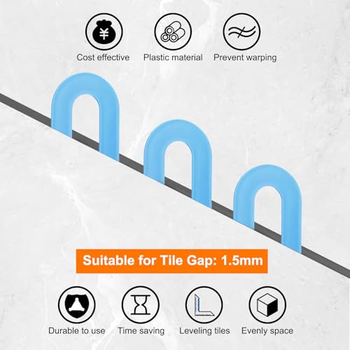 QUARKZMAN 100 Stück Hufeisen-Abstandshalter Fliesenabstandhalter 1,5 mm 1/16 Zoll U-Form Kunststoff Wand- und Bodenfliesenabstandhalter für Fliesen-Nivellierung, Blau