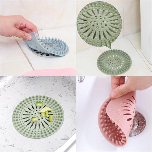 Image of Silicone Hair Catcher Drain Cover | Shower Protector Filter | Sink Filter Bathroom Hair Catcher | Drain Strainers Cover Trap (4)