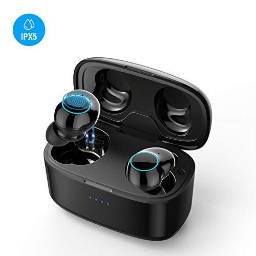 Auriculares Bluetooth Inalámbricos 5.0, TWS Control táctil Auriculares Deportivos con Micrófono Estéreo Mini Twins In-Ear Auriculares Impermeable IPX5 con Caja de Carga para iPhone y Android