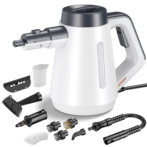 Limpiador de vapor de mano, limpiador de vapor a presión para el hogar con 10 accesorios, vaporizador portátil de calentamiento rápido de 15 segundos para limpieza con bloqueo de seguridad para