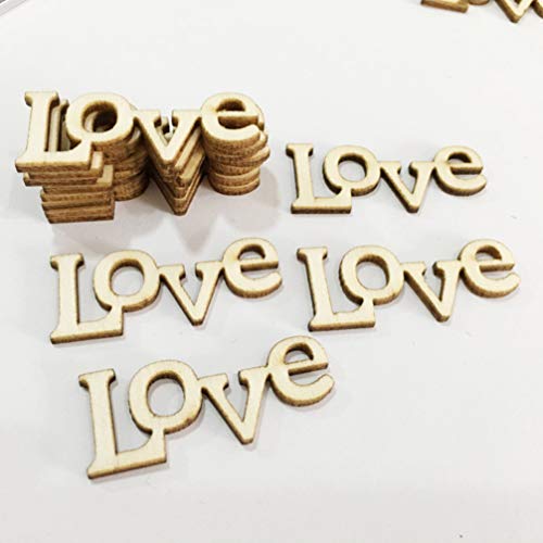 Patkaw 50Pcs Wood Love Cutout Unfinished Wood Love Sign Valentine Crafts Diy Wood Discs Slices Embellishments Gift Ornaments #TOP1