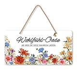 KOYILTD Lieblingsplatz Gartendeko für Draußen Wohlfühl-Oase Metallschild Outdoor Garten schilder Gartendeko Vintage Draußen Vintage 16x32cm (Wohlfühl-Oase)