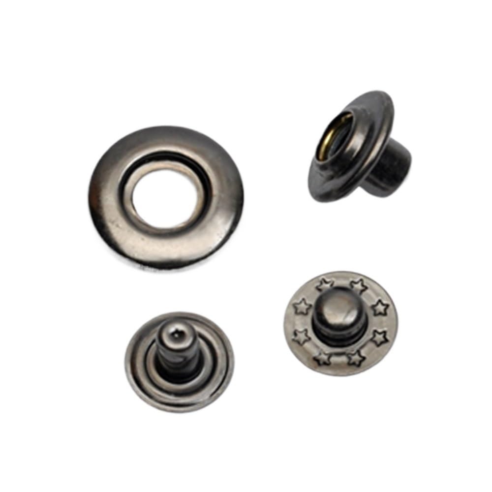 Sunrrafck White 10Sets/Lot 4 Part Brass Metal Snap Buttons Bubble Fastener Black/Nickel/Bronze For Jacket Overcoat(White)