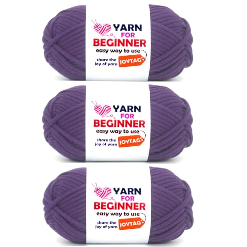 Image of Amethyst Purple Yarn for Crocheting and Knitting Cotton Crochet Knitting Easy Yarn for Beginners with Easy-to-See Stitches(3x50g)
