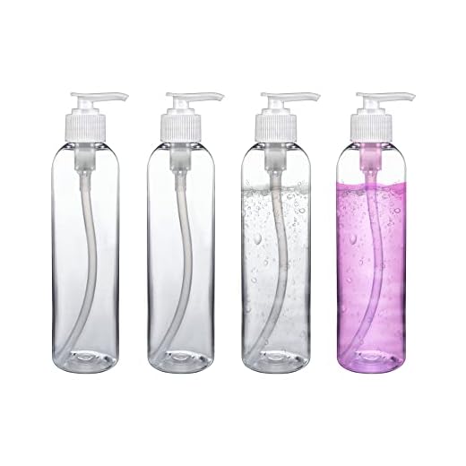 4 Pack 8oz Empty PET Pump Bottles – 250ml Clear Refillable Plastic Pump Bottle | Leak Proof Pump Bottle for Travel Shampoo Soap Shower Essential Oils Lotion Alcohol Hand Sanitizer – Made in USA