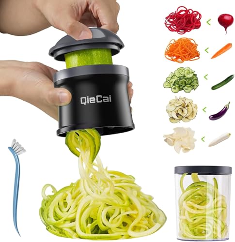 Spiralschneider Gemüse mit Behälter- 4 in 1 zucchini spiralschneider