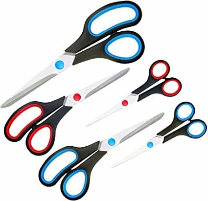 5Pcs Scissors Heavy Duty, Scissors Set with Sharp Stainless Steel Blades and Soft Handles, Scissors for kitchen use Multipurpose Cutting Paper Fabric Home Office School Stationery, Scissors for Sewing