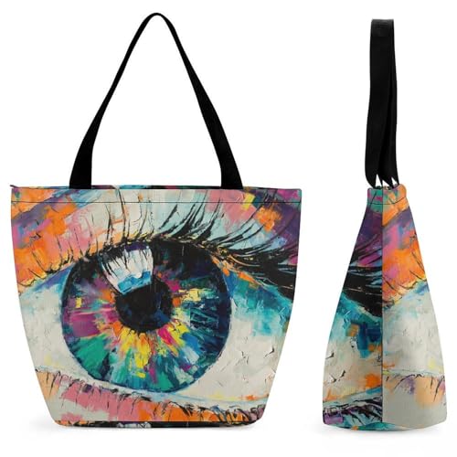 Sac à main femme grand format cabas de voyage peinture d'œil