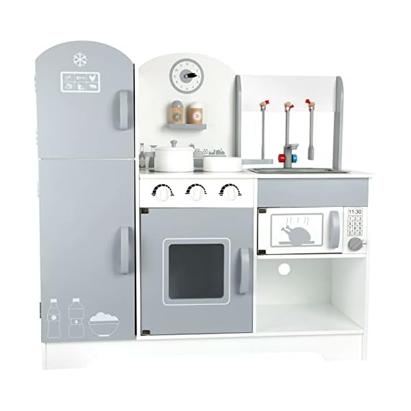 Kinderküche aus Holz Kinderküche mit Kühlschrank - Mikrowelle -Backofen - Spielküche - Holz - Spiele