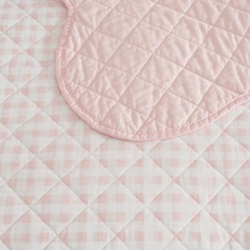 Image of Martha Stewart - King Quilt Set, 100% Soft & Breathable Bedding with a Lightweight Feel for Year Round Comfort, 3 Piece Bed Set with Matching Pillowcases (Olivia Gingham Pink)