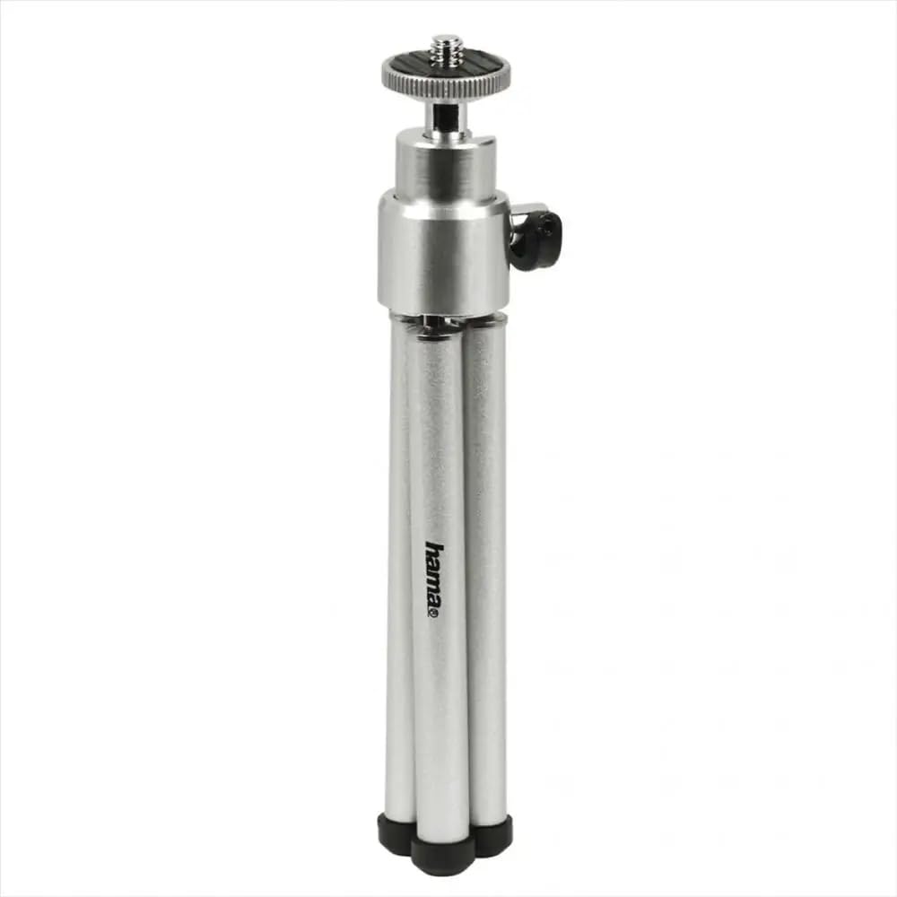 Hama Mini treppiede con testa a sfera 3D per cellulare, fotocamera o action cam, mini treppiede in metallo - argento