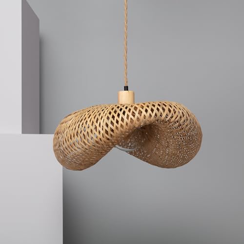 Suspension Bambou Kathu Karatasi E27 luminaire intérieur camel câble réglable