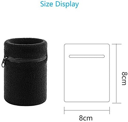 CHALA 4pcs Zipper Sports Wristband,Black Wrist Wrap Wallet Absorbent Sweatbands Pouch Store Key ID Cards Coins for Men & Women Outdoor Walking Hiking Running Travel (b)