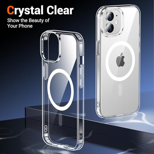 Image of for iPhone 13 /12 MINI Case with Screen Protector Clear | Compatible with Magsafe, Anti-Yellowing, Military-Grade Protection, Shockproof Slim Magnetic Phone Case,5.4 inch