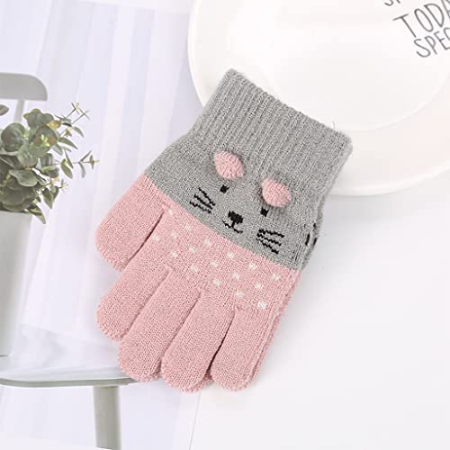 Stretchy Winter Gloves Knitted Full Finger Gloves Kitten Glove Toddler Baby Crochet Mittens Cartoon For Gloves3