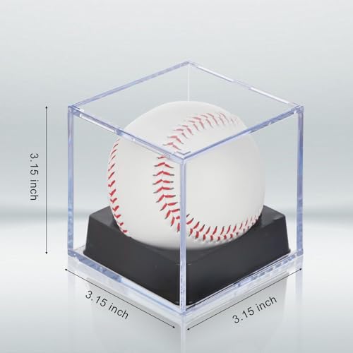 4-Pack Black-Stand Baseball Display Case - UV Protected Acrylic Square Baseball Holder, Official Size Baseball Display Box, Clear Display Cube Baseball Memorabilia Showcase Autographed Ball Protector - Thumbnail 3