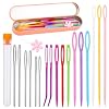 Yarn Needle Set, Bent Tapestry Needles, Plastic Large Eye Sewing Needles, Large-Eye Blunt Needles Crafting Knitting Stringing Needles with Storage Box and Needle Threader for Knitting Crochet