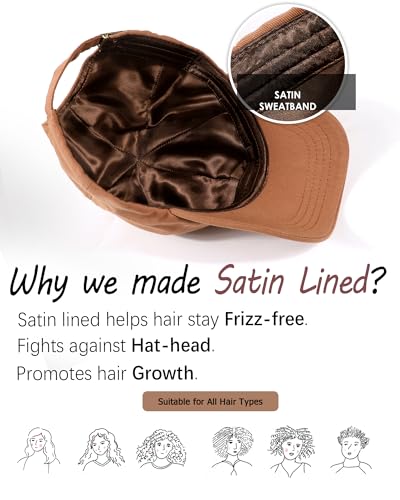Image of Womens Satin Lined Unstructured Baseball Cap Unisex Silk Lining Washed Cotton Adjustable Vintage Dad Hat