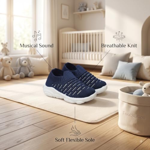 Image of Infant Shoes for Baby Boys & Girls | Musical Sound Walking Shoes | First Walker Shoes for Toddlers | Lightweight Breathable Knit Sneakers | Soft Sole Comfortable Slip On Shoes for Newborns, Babies & Kids