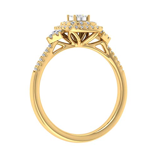 1/3 Carat Cushion cut Halo Diamond Engagement Ring in 10K Gold - IGI Certified2