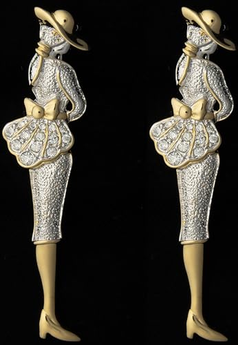 Image of Set of 2 Brooch Lapel Pins With Rhinestones