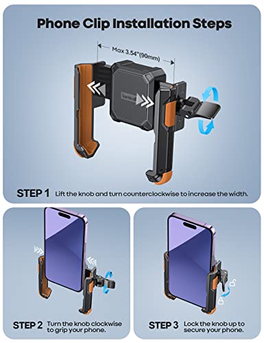 Image of Lamicall Motorcycle Bike Phone Mount, 1s Lock Bike Phone Holder | Camera Friendly Bicycle Phone Clip, Scooter Phone Holder Gifts for iPhone Pro Max, Galaxy S25 Ultra, 4.7-7 inch Phones, Orange