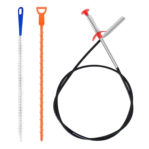 3 Stück Abflussschlange, Spülbecken Reinigungshaken, Abflussspirale, Abflussreiniger Spirale Rohrreinigungsbürste, Reinigungsspirale Abfluss Haar Clog Tool für Waschbecken Badewanne Abwasserkanäle