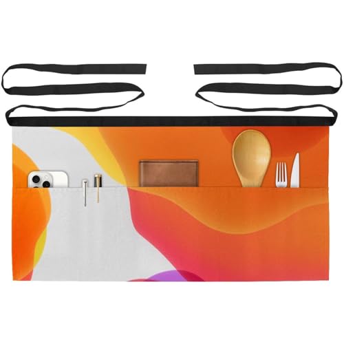 Tablier court de chef lot de 3 avec 3 poches pour cuisine et bistrot en violet orange rouge