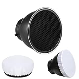Heliora 7" Standard Reflector Lamp Shade Dish Diffuser with 60° Honeycomb Grid for Bowens Mount Studio Strobe Flash Light Speedlite (with Soft Cloth)
