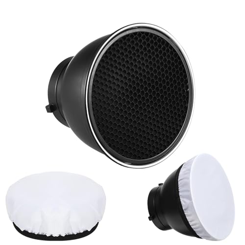 Image of 7 inch Standard Reflector Lamp Shade Dish Diffuser with 60 Honeycomb Grid for Bowens Mount Studio Strobe Flash Light Speedlite (with Soft Cloth)