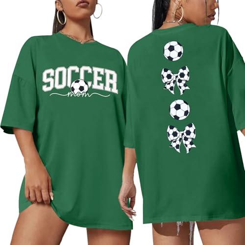 Image of ALLTB Soccer Cup 2026 Shirt Soccer Mom Shirts Women Oversized Football Match Season Jersey Bow T-Shirt Short Sleeve Top