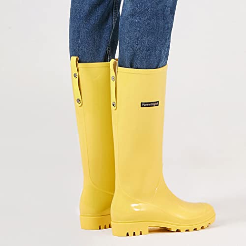 Image of planone Tall Rain Boots Women Fashion Waterproof Boots for Women Light Outdoor Garden Shoes Muck Boots for Ladies Non Slip Work Shoes Rubber Boots with Premium Comfort Insole