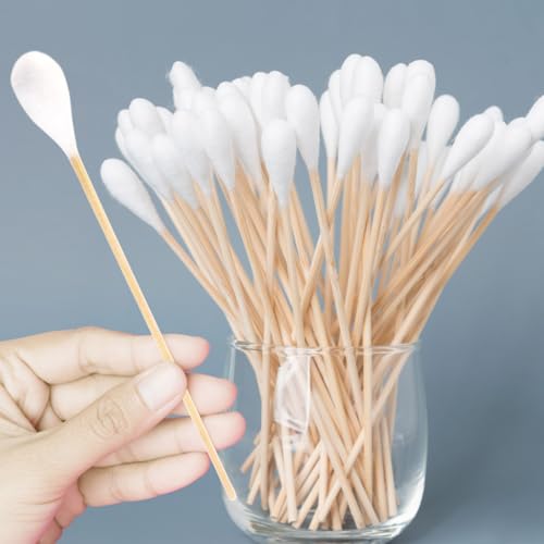 20 cm Lange Wattestäbchen,Wattestäbchen Großer Kopf,Langer Holzstab mit Wattekopf,Reinigungsstäbchen,Holzstab mit Dickem Wattekopf für Reinigung,Make-up,Ohrenpflege, 60 Stück