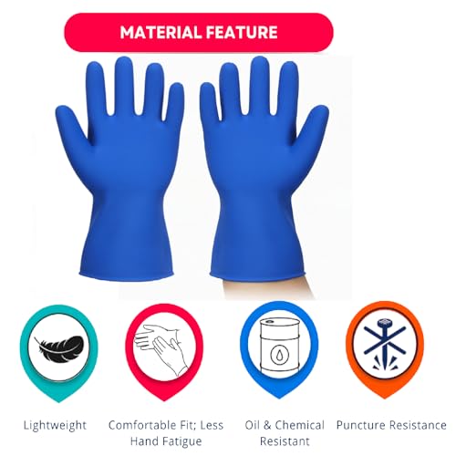 Image of Multipurpose Safety Gloves for Work, Gardening, and Home Use - Reusable & Durable | Hand Safety Nitrile Gloves | Industrial Hand Protection Gloves (Blue, 5 Pair)
