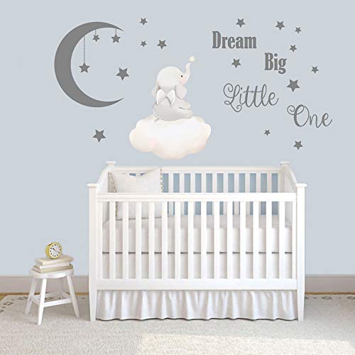 Runtoo Dream Big Little One Wall Decals Elephant Inspirational Quotes Kids Wall Stickers for Bedroom Playroom Nursery Decoration Wall Decor by Runtoo - Image 3