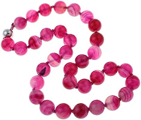 TreasureBay 12mm Natural Gemstone Beaded Necklace For Women