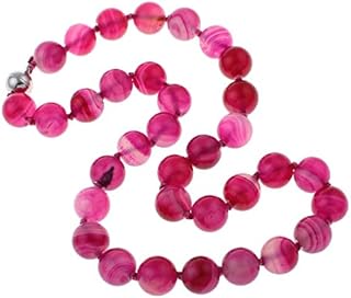 TreasureBay 12mm Natural Gemstone Beaded Necklace For Women