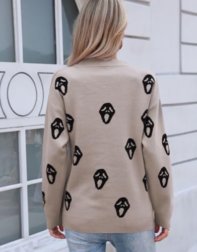 Image of Womens Cute Heart Sweater Crew Neck Long Sleeve Pullover Valentines Sweater