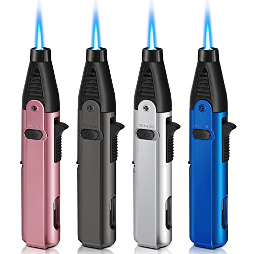 Samniu 4 Pack Of Butane Torch Lighter, Refillable Butane Gas, Mini Jet Flame Blow Torch Lighters For Candle, Grill, Kitchen, Father's Day Gift For Men Dad (Gas Not Included) #TOP22