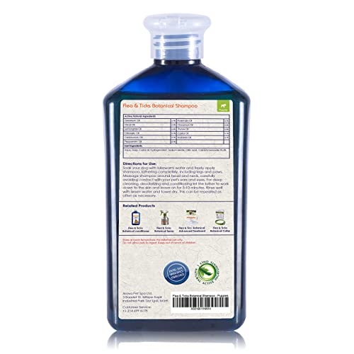 Arava Flea & Tick Dog & Puppy Shampoo, 100% Natural Ingredients, Gently Scented Botanical Dead Sea Formula - 13.5 Fl Oz (2 Variations),Safe For Babies, Made With Essential Oils #TOP1