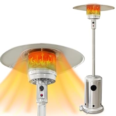 GORILLA GADGETS Outdoor Patio Stainless Steel Heater 48000 BTU for Commercial & Residential Use. Works with Standard 20 Pound Propane Tanks (PPH-STS)