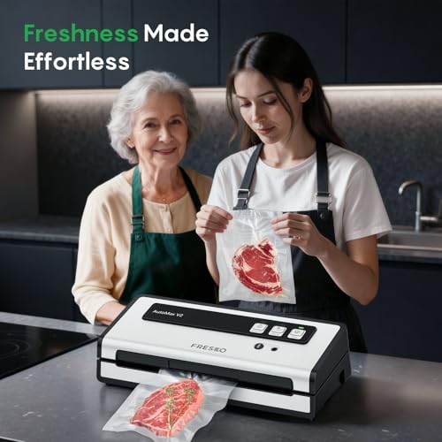 FRESKO Vacuum Sealer Machine with Automatic Bag Detection, 0.2-inch widened heating strip, Compact Food Sealer, Easy to Use, Starter Kit - Image 8