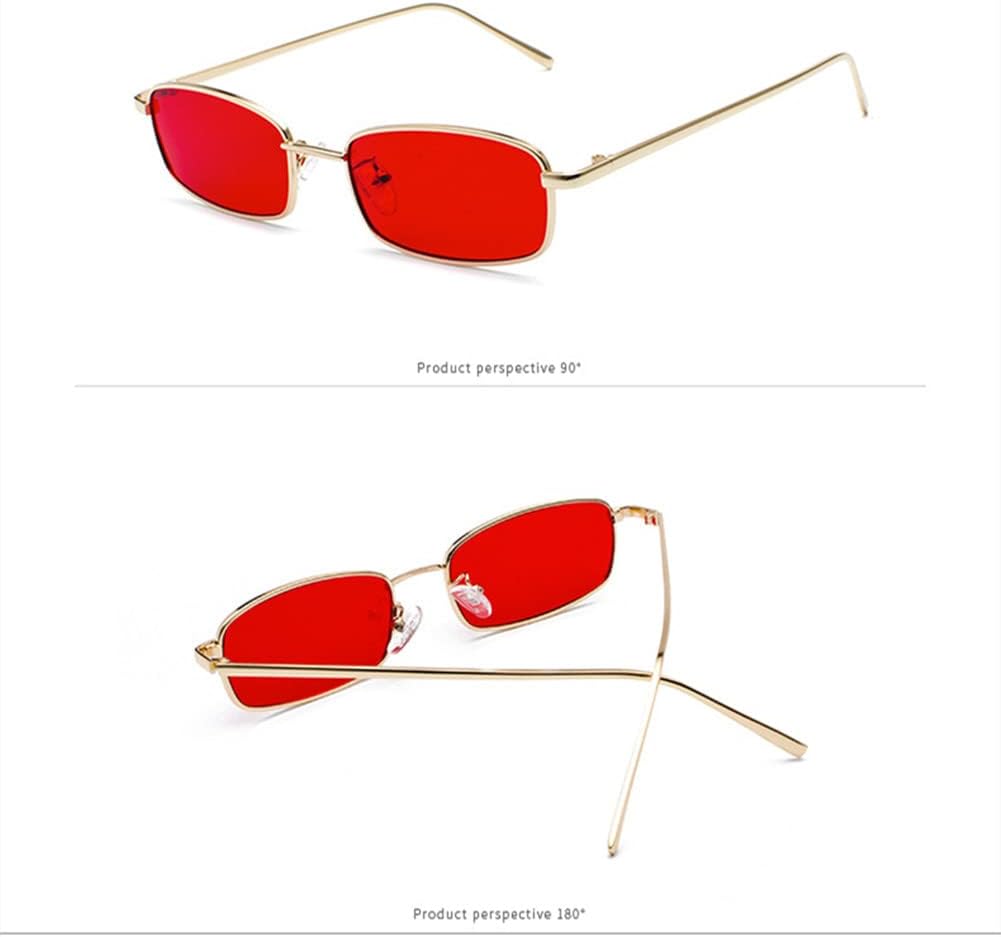 Classic Rectangular Sunglasses Retro Slim Metal Frame Glasses Vintage Rectangle Candy Color Sunglasses - Image 2