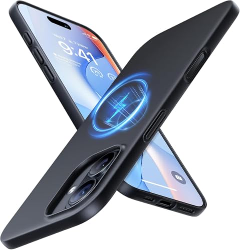 TORRAS Magnetic Slim Fit for iPhone 17 Case, Ultra-Thin Compatible with MagSafe, Stronger Magnetic, Thinner, Lightweight Matte Anti-Scratch Hard PC Cover Phone Case for iPhone 17, Dark Black