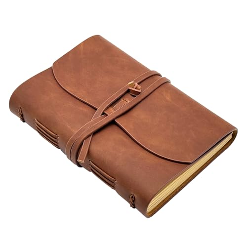 Journal en cuir marron foncé, carnet de notes vintage format A5