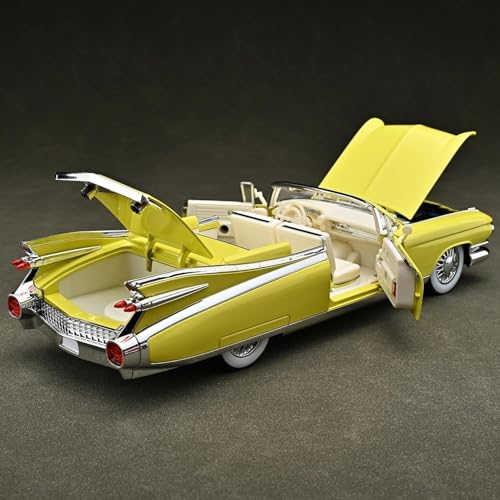 Image of 1:24 Cadillac Eldorado Die-Cast Model Car - Classic Alloy Metal Vintage Car with Pull-Back Action, Openable Doors & Detailed Interior (1:24 Cadillac Eldorado - Yellow)