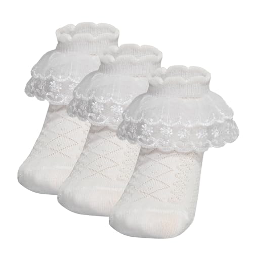 Toddler Girl Ruffle Ankle Socks Double Lace Frilly Socks for Princess Dress Outfits
